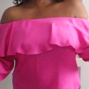 Pink "Silk" Off the Shoulder